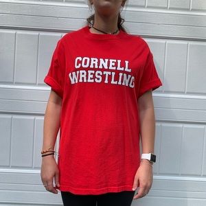 Red Cornell wrestling tee